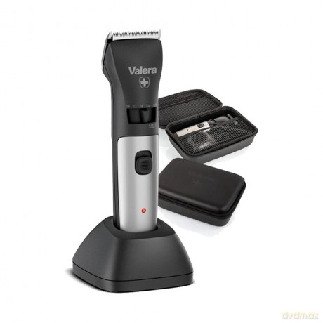 Valera, Swiss Excellence Top, Haarschneider mit 46 mm Durablade-Klingen, 5 Schnittlängen, 6 Abstandskämme, kabelloser Betrieb oder mit Netzteil, inklusive Batterie, 100-240 V, Swiss Made