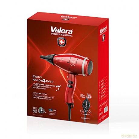 Valera, Swiss Nano4ever, Professioneller Haartrockner, ein kompakter, leichter und geräuscharmer Föhn, digitaler Motor, einstellbare Temperatur, Ionenfunktion, 2200 W, Swiss Made