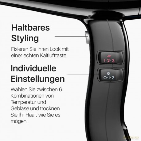 Valera, Swiss Power4ever eXential, Professioneller Haartrockner, Leistungsstarker Föhn, mit 3 Temperaturstufen, Ionen-Generator, Verdrehsicheres Super-Flex-Kabel, 2400 W, Swiss Made