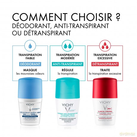 Vichy 48Hr Atntitranspiranter Deoroll-on, 1er Pack (1 x 2 Stück)