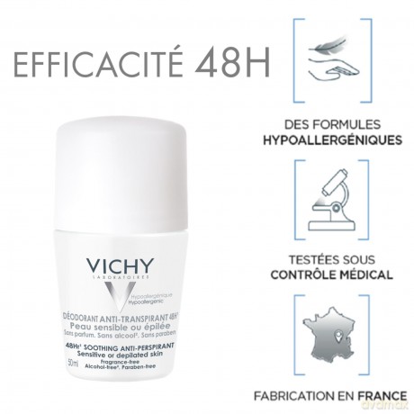 VICHY Deodorant Roll-On 48h Antiperspirant 2 x 50 ml