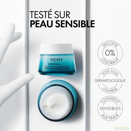 Vichy Minéral 89 Creme Viso Idratante 72H Leggera, 50 ml