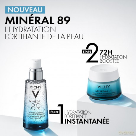 Vichy Minéral 89 Creme Viso Idratante 72H Leggera, 50 ml