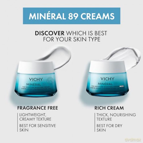 Vichy Minéral 89 Viso Idratante Creme 72H Ricca, 50 ml