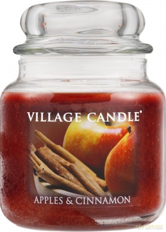 Village Candle Äpfel und Zimt Duftkerze im Glas, 454 g, rot, 10.2 x 10.3 cm