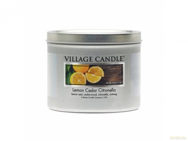 Village Candle Lemon Cedar Citronella, 311g netto, (11oz), in einer Blechdose, Brenndauer bis zu 45 Stunden
