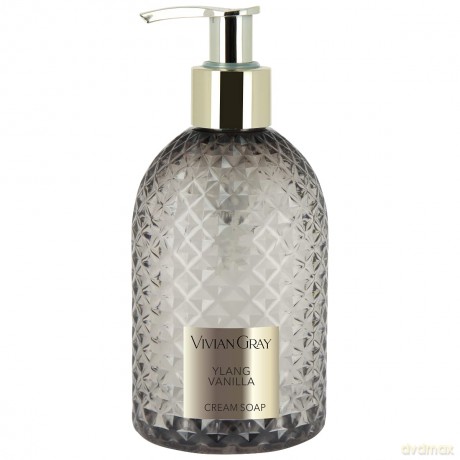 VIVIAN GRAY 3520 Seifenspender mit Creme-Seife Gemstone, Ylang & Vanilla, grau/Gold (300 ml)