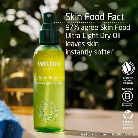 Weleda Weleda Skin Food Ultraleichtes Körperöl für trockene Haut, leichte trockene Öl-Feuchtigkeitspflege, Körperöl-Spray für Gesicht und Körper, langanhaltende, veganfreundliche Feuchtigkeitspflege