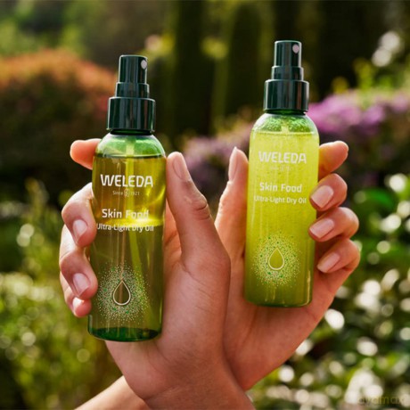 Weleda Weleda Skin Food Ultraleichtes Körperöl für trockene Haut, leichte trockene Öl-Feuchtigkeitspflege, Körperöl-Spray für Gesicht und Körper, langanhaltende, veganfreundliche Feuchtigkeitspflege