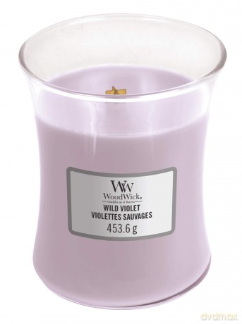 Woodwick 92028E Kerze, Wachs, Wild Violet, Medium, Violett