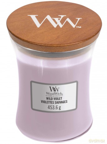 Woodwick 92028E Kerze, Wachs, Wild Violet, Medium, Violett