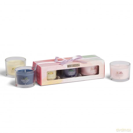Yankee Candle Black Cherry Duftkerze, Sojawachs, 3 gefüllte Votivkerzen, Gift Set, 3