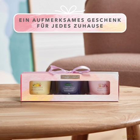 Yankee Candle Black Cherry Duftkerze, Sojawachs, 3 gefüllte Votivkerzen, Gift Set, 3