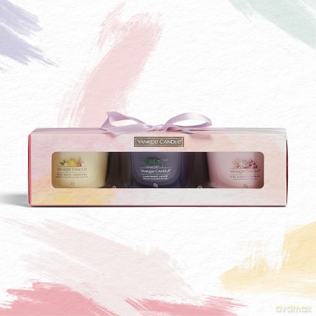 Yankee Candle Black Cherry Duftkerze, Sojawachs, 3 gefüllte Votivkerzen, Gift Set, 3