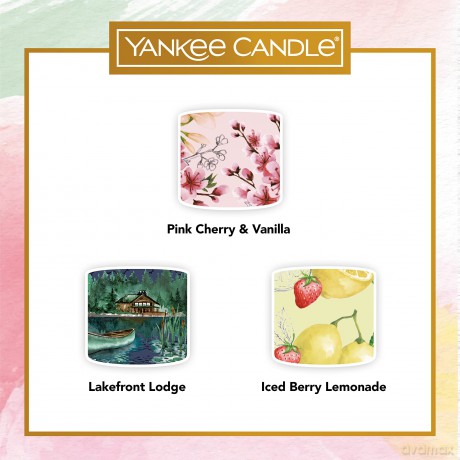 Yankee Candle Black Cherry Duftkerze, Sojawachs, 3 gefüllte Votivkerzen, Gift Set, 3