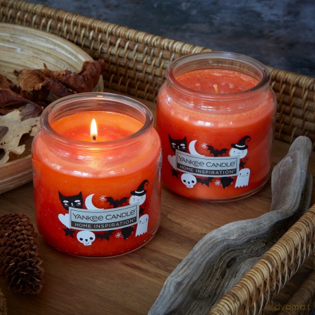 Yankee Candle Duftkerze, Home Inspiration, saisonaler perfekter Kürbis, mittlere Duftkerze im Glas, bis zu 75 Stunden Brenndauer