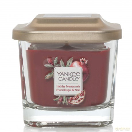 Yankee Candle Elevation Kollektion mit Plattformdeckel Kleine 1-Docht-Quadratkerze, Holiday Pomegranate