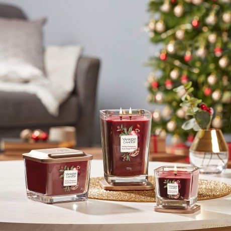 Yankee Candle Elevation Kollektion mit Plattformdeckel Kleine 1-Docht-Quadratkerze, Holiday Pomegranate