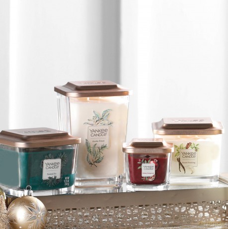 Yankee Candle Elevation Kollektion mit Plattformdeckel Kleine 1-Docht-Quadratkerze, Holiday Pomegranate