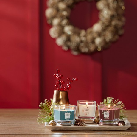 Yankee Candle Elevation Kollektion mit Plattformdeckel Kleine 1-Docht-Quadratkerze, Holiday Pomegranate