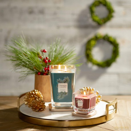 Yankee Candle Elevation Kollektion mit Plattformdeckel Kleine 1-Docht-Quadratkerze, Holiday Pomegranate