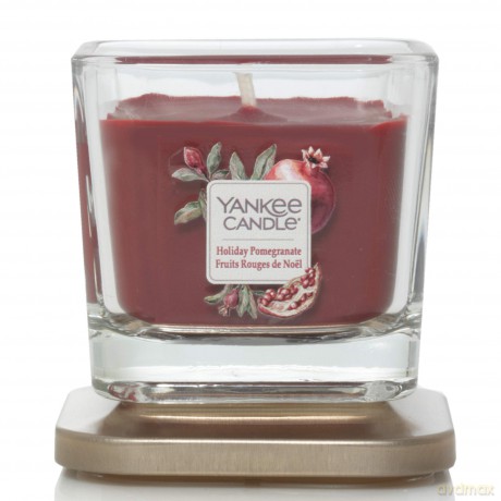 Yankee Candle Elevation Kollektion mit Plattformdeckel Kleine 1-Docht-Quadratkerze, Holiday Pomegranate