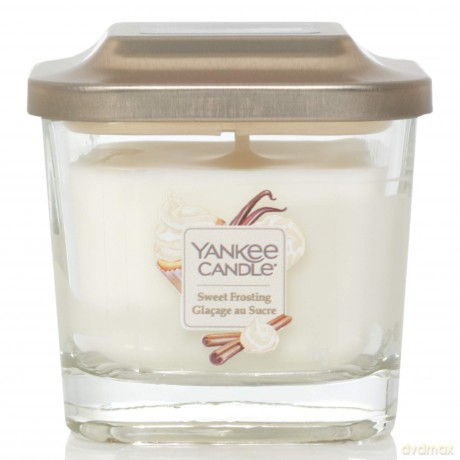 Yankee Candle Elevation Kollektion mit Plattformdeckel Kleine 1-Docht-Quadratkerze, Sweet Frosting