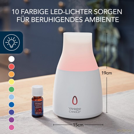 Yankee Candle Ultra Sonic Aroma Diffuser Set | Aromadiffuseröl Black Cherry | LED mit Farbwechseleffekt | Timer zur automatischen Abschaltung | leise | EU-Stecker