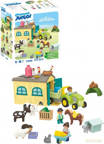 PLAYMOBIL JUNIOR: Przygoda na gospodarstwie z traktorem, przyczepą i zwierzętami (71656)