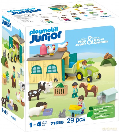 PLAYMOBIL JUNIOR: Przygoda na gospodarstwie z traktorem, przyczepą i zwierzętami (71656)