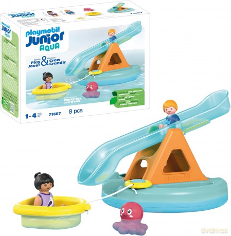 PLAYMOBIL JUNIOR AQUA: Pływająca wyspa ze zjeżdżalnią (71687)