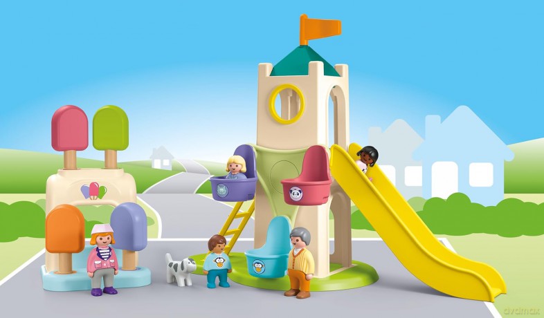 PLAYMOBIL JUNIOR: Wieża przygód i budka z lodami (71703)