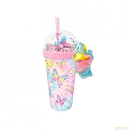 Kubek z gumką do włosów Scrunchie Motylki