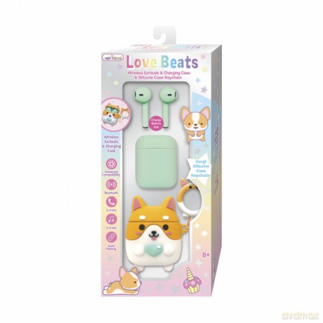 Słuchawki bezprzewodowe z etui Love Beats Corgi