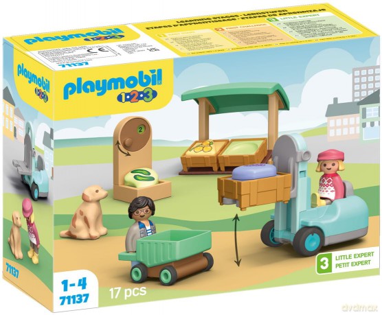 PLAYMOBIL 1.2.3: Ekologiczny stragan z wózkiem widłowym (71137) [FIGURKA]