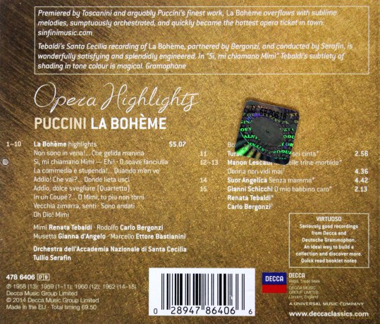 Tullio Serafin: Puccini: La Boheme (Highlights) (Virtuoso) [CD]