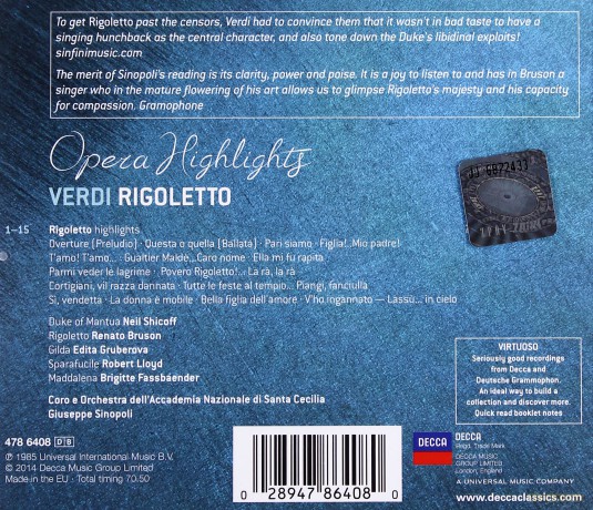 Giuseppe Sinopoli: Verdi: Rigoletto (Highlights) (Virtuoso) [CD]
