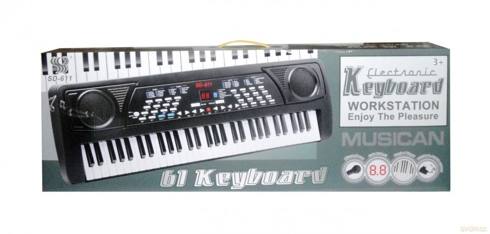 Instrument muzyczny organy z mikrofonem i zasilaczem
