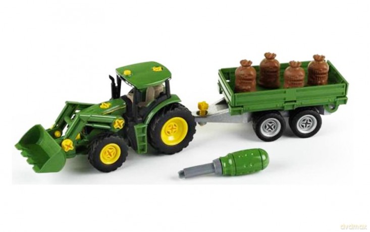 Traktor John Deere do skręcania z przyczepą