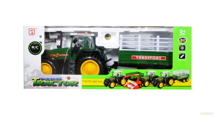 Traktor z przyczepą sterowany pilotem z ładowarką