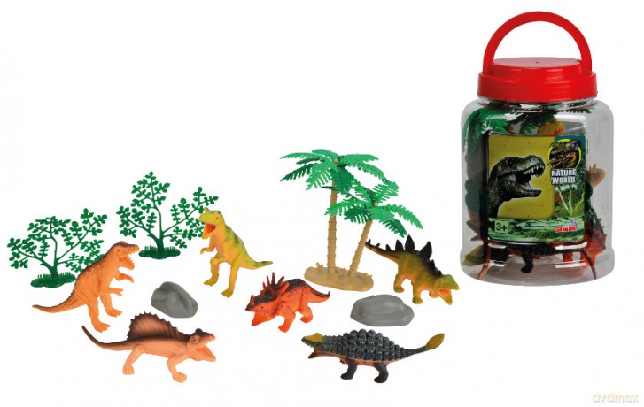 Zestaw dinozaurów w pojemniku