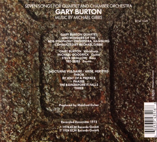 Gary Burton: Seven Songs For Quartet And Chamber Orchestra (ecopack) [CD]