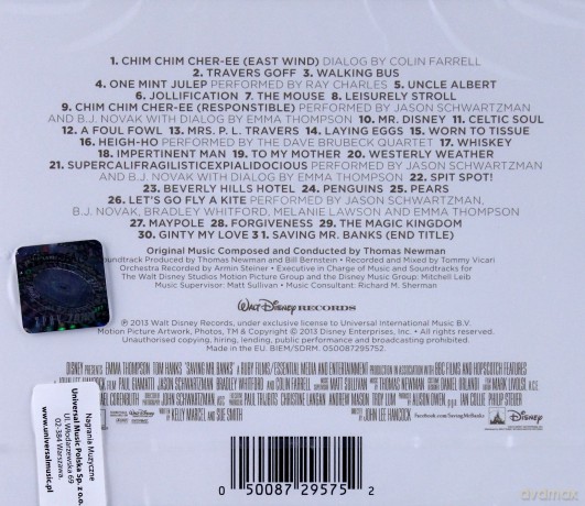 Saving Mr. Banks soundtrack (Ratując pana Banksa) [CD]