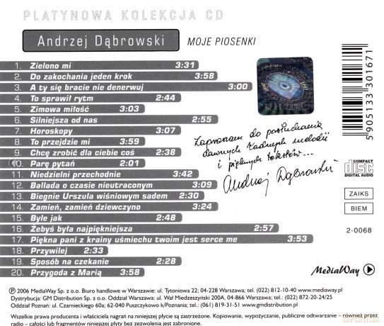 Andrzej Dąbrowski: Moje Piosenki [CD]