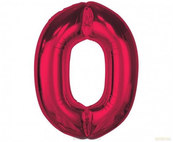 Balon foliowy cyfra 0 czerwona Smart 92cm