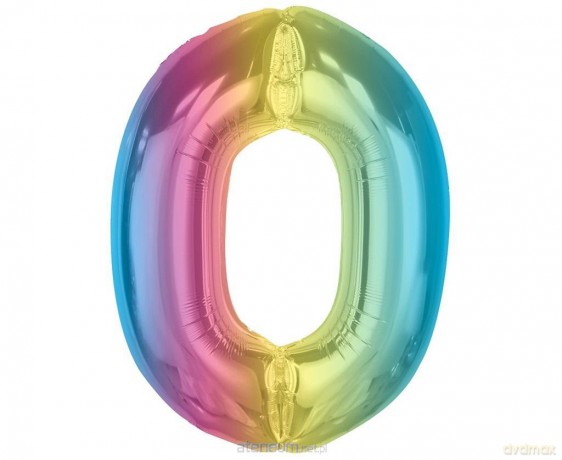 Balon foliowy cyfra 0 tęczowa Smart 92cm