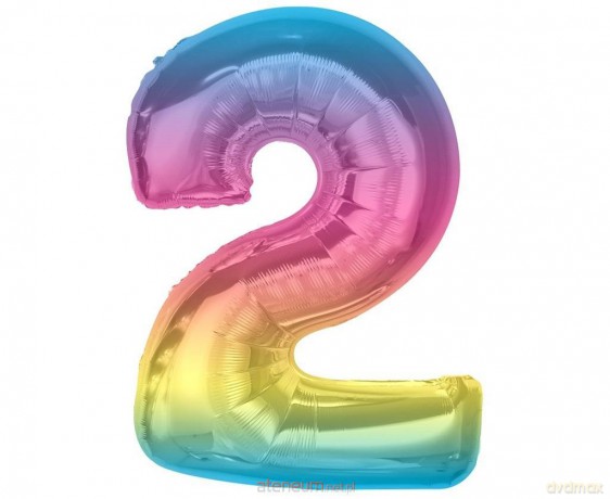 Balon foliowy cyfra 2 tęczowa Smart 92cm