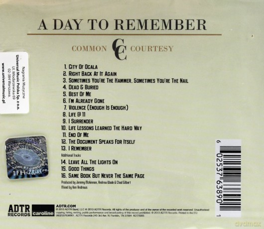 A Day To Remember: Common Courtesy [CD]