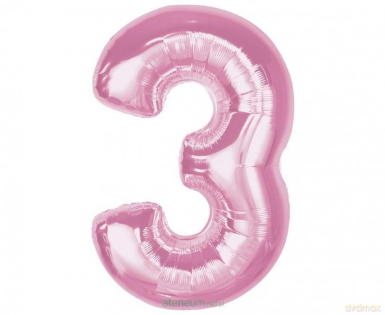 Balon foliowy cyfra 3 jasnoróżowa Smart 92cm