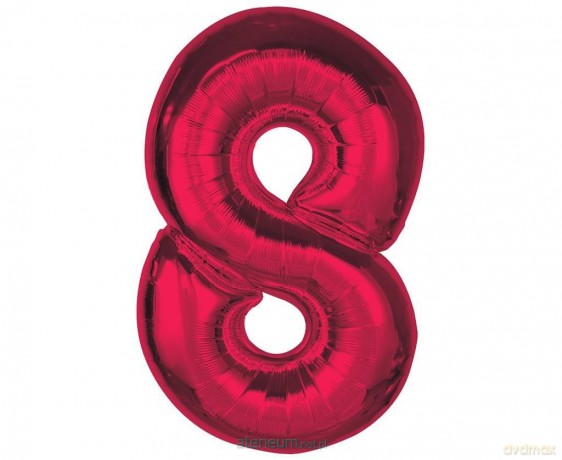 Balon foliowy cyfra 8 czerwona Smart 92cm
